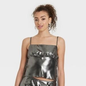 Women's Satin Tank Top - Wild Fable Silver XS